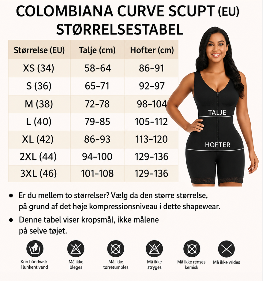 Colombiana Curve Sculpt — tabela rozmiarów